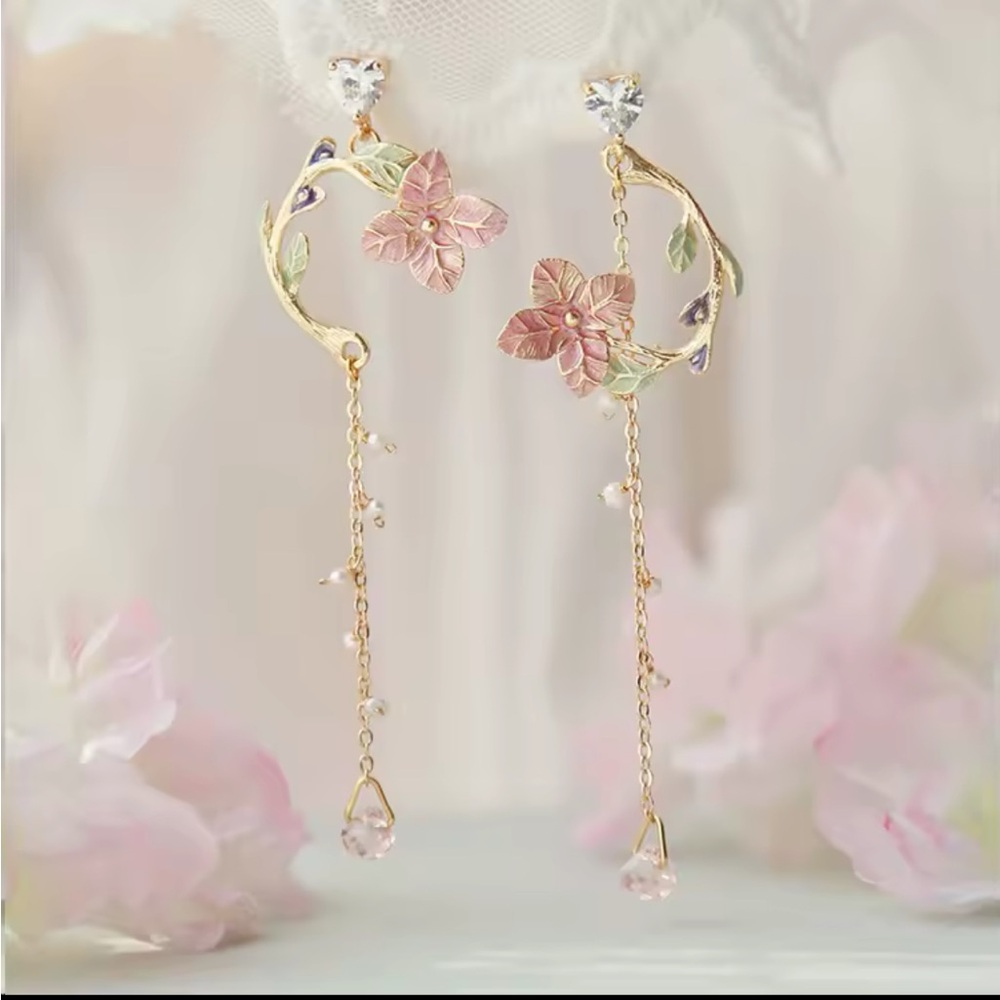 Gold Filled Floral Cubic Zirconia Earrings